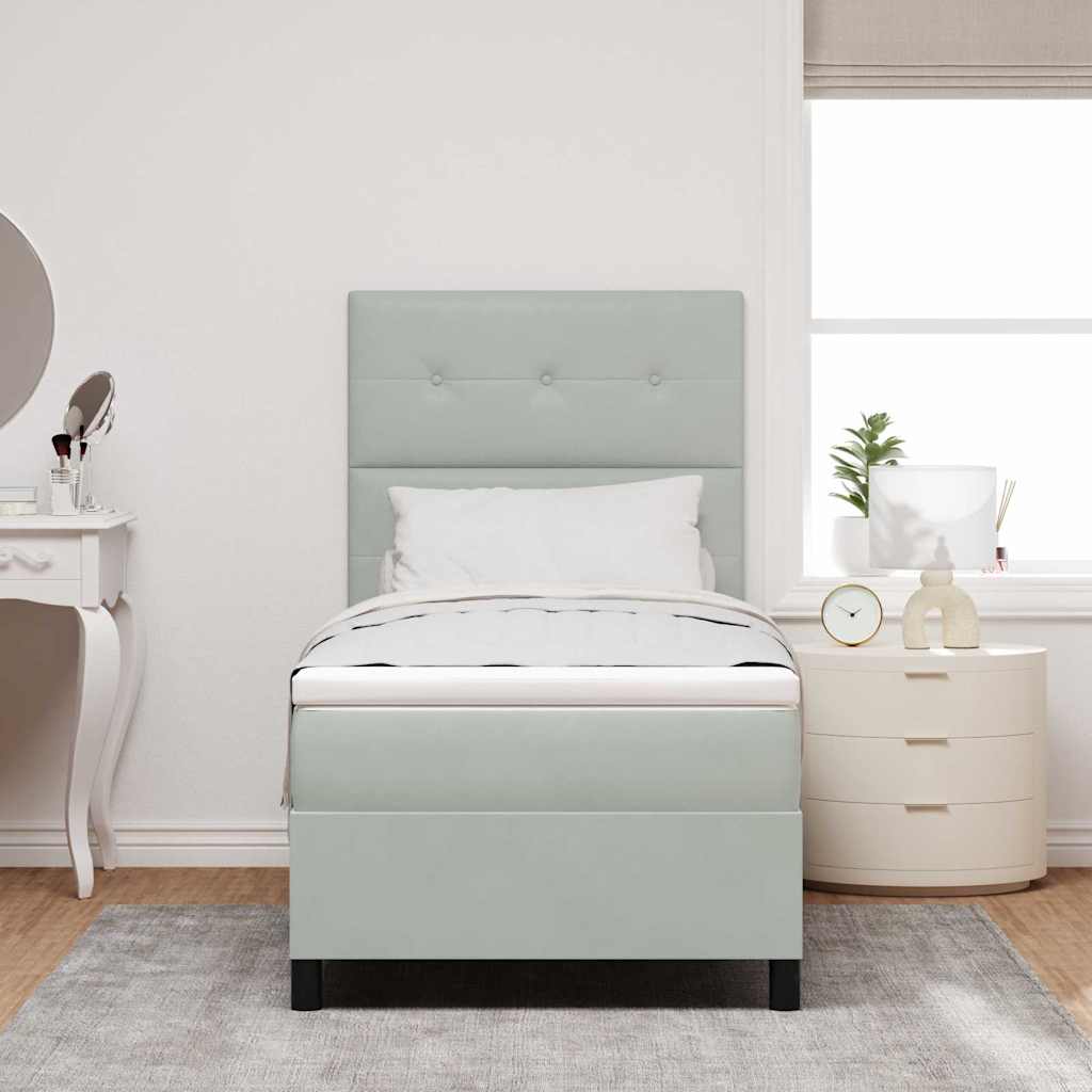 vidaXL Cama Box Spring LED Gris Claro 100 x 200 cm Terciopelo