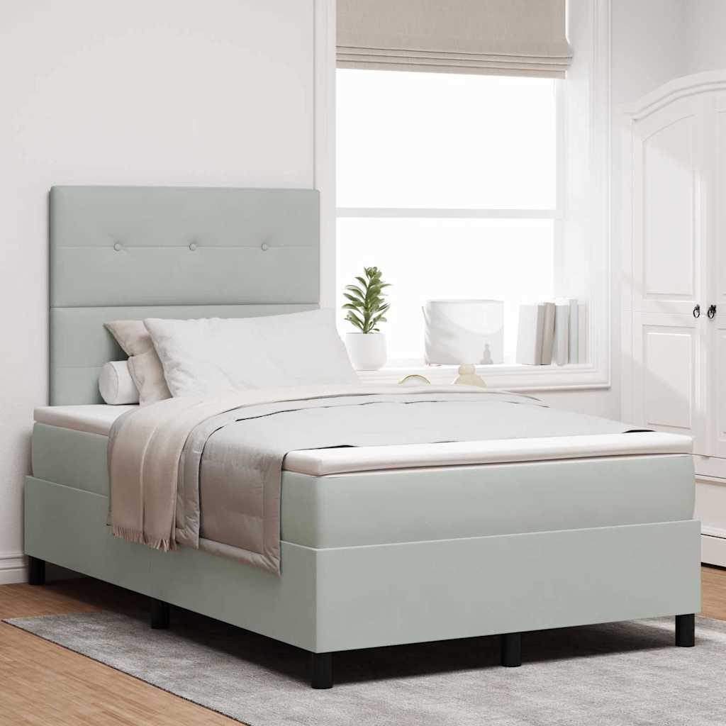 vidaXL Cama Box Spring LED Gris Claro 120 x 190 cm Terciopelo