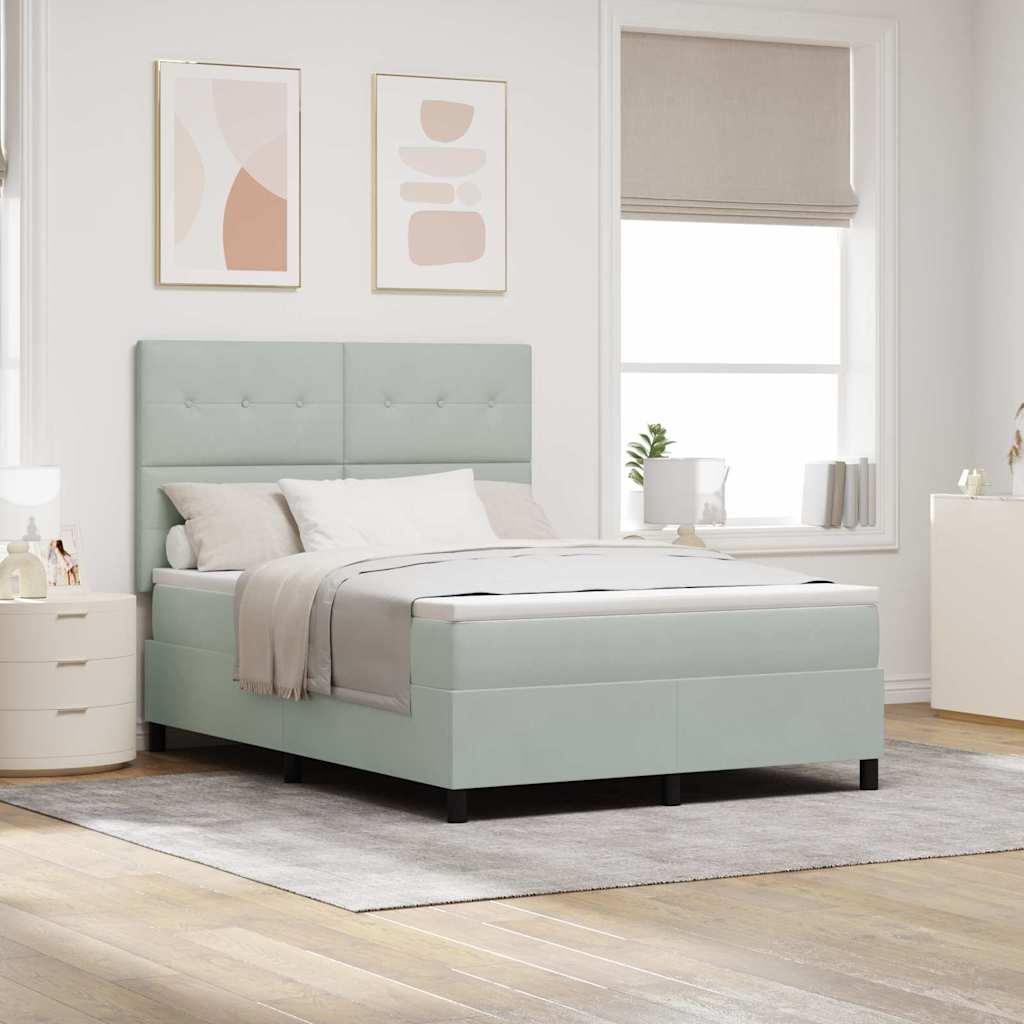 vidaXL Cama Box Spring LED Gris Claro 140 x 200 cm Terciopelo