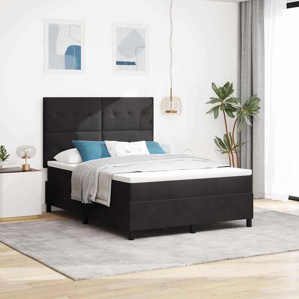 vidaXL Cama Box Spring LED con cabecera Negro 160 x 200 cm Terciopelo