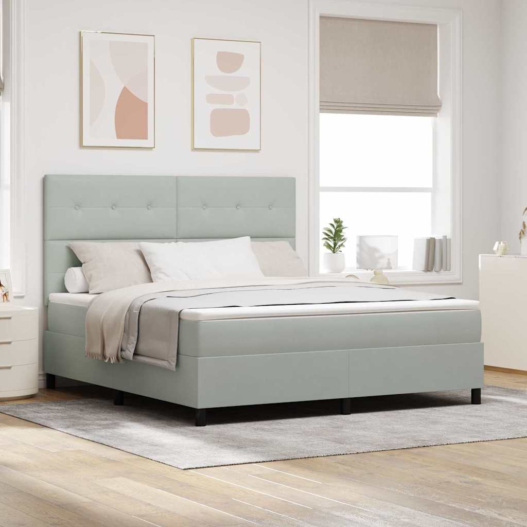 vidaXL Cama Box Spring LED Gris Claro 180 x 200 cm Terciopelo