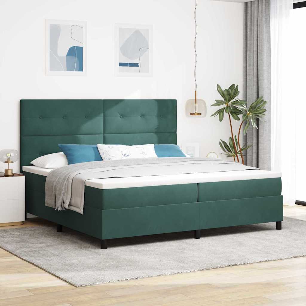 vidaXL Cama Box Spring LED Verde oscuro 200 x 200 cm Terciopelo