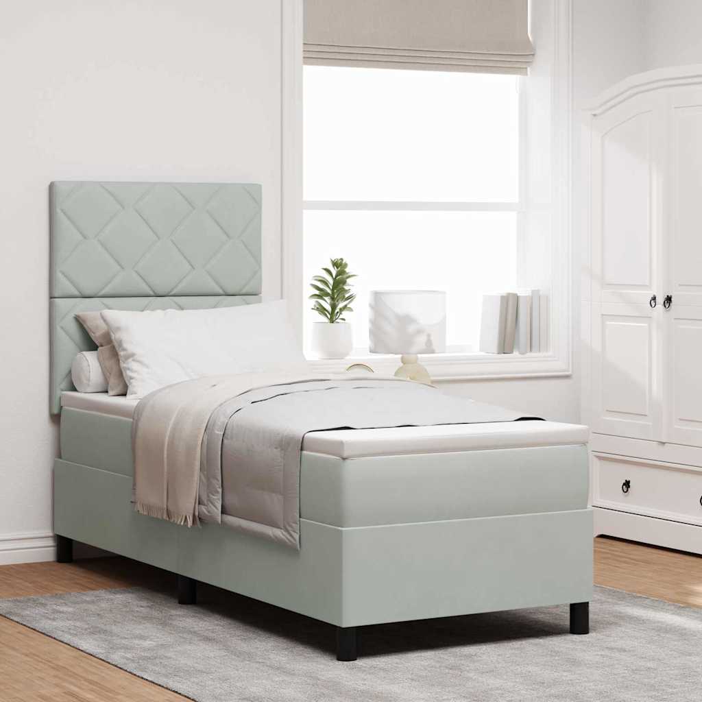 vidaXL Cama Box Spring LED Gris Claro 80 x 200 cm Terciopelo