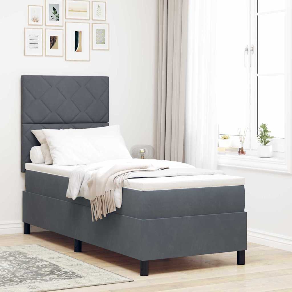 vidaXL Cama Box Spring LED Gris oscuro 80 x 200 cm Terciopelo