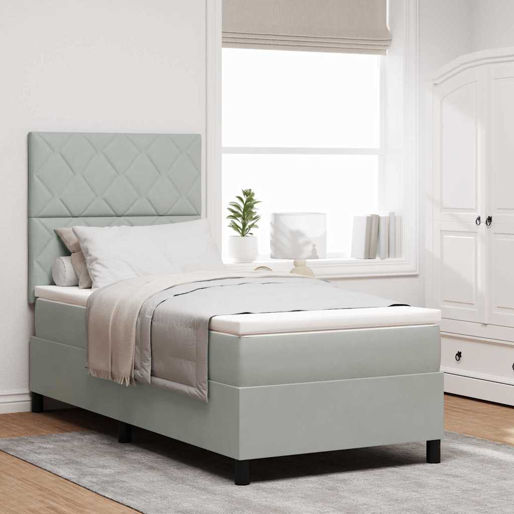 vidaXL Cama Box Spring LED Gris Claro 100 x 200 cm Terciopelo