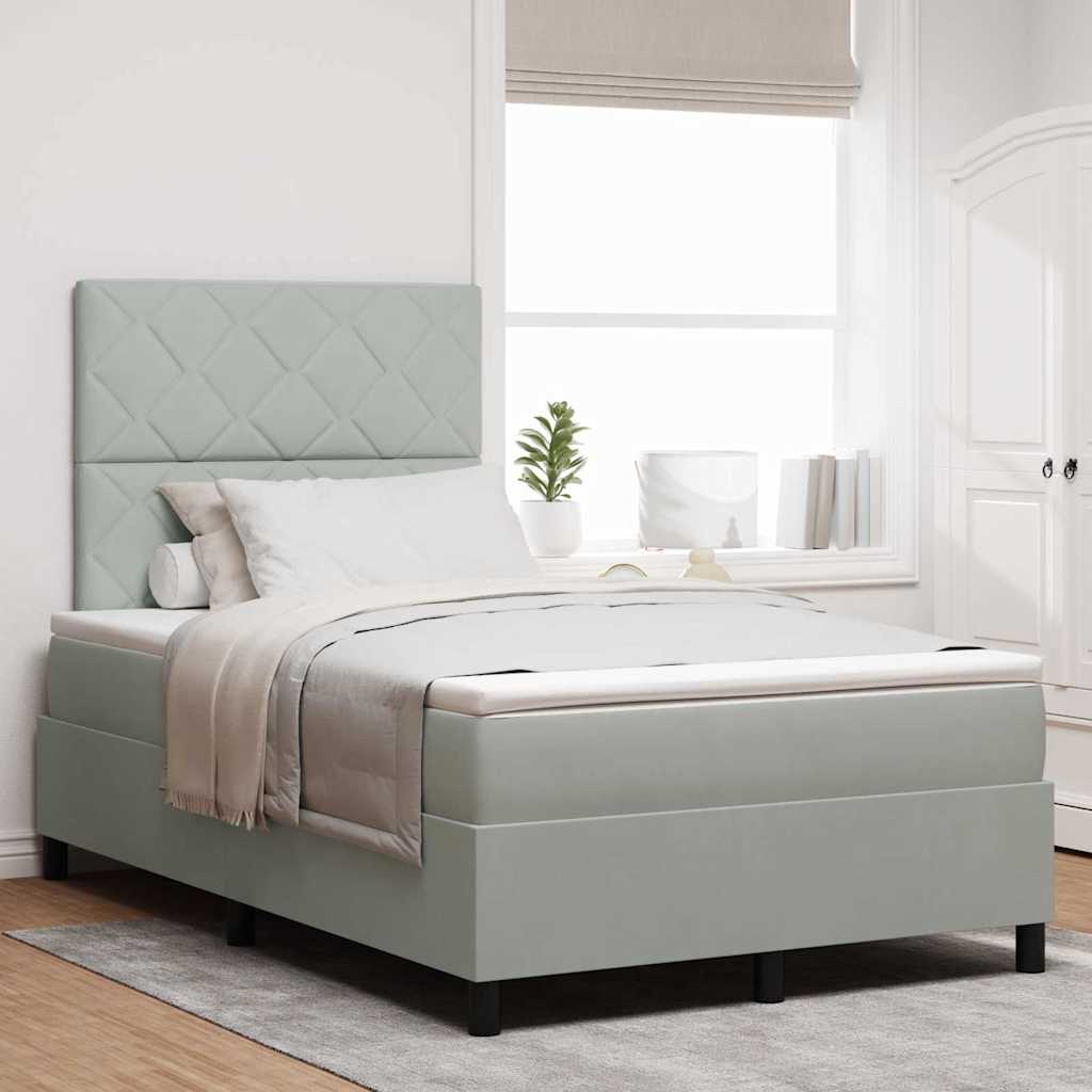 vidaXL Cama Box Spring LED Gris Claro 120 x 200 cm Terciopelo