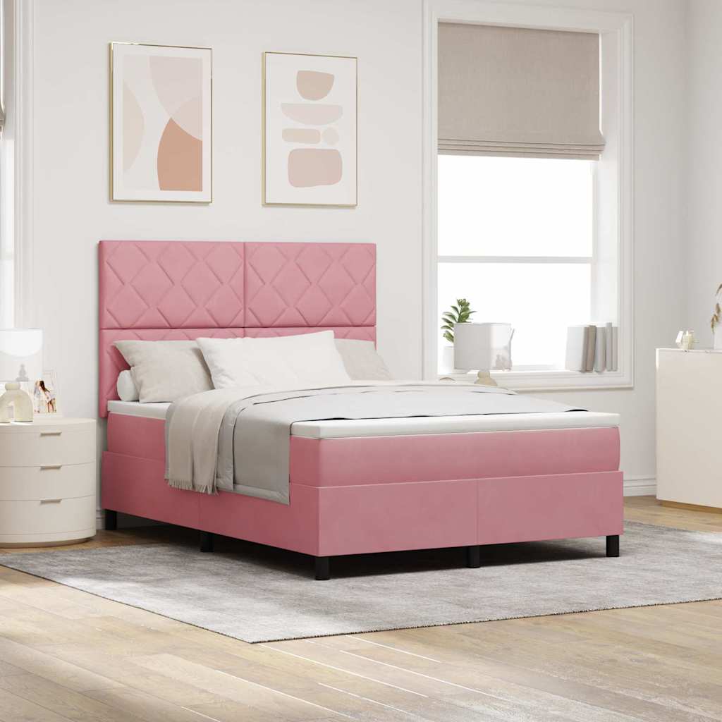 vidaXL Cama Box Spring LED con cabecera Rosa 160 x 200 cm Terciopelo
