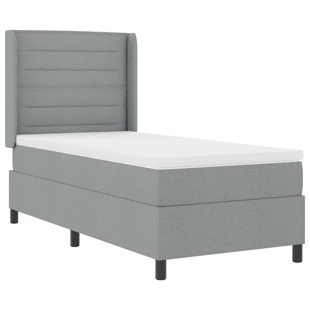 vidaXL Cama Box Spring LED con colchón Gris Claro 100 x 200 cm tela (2)