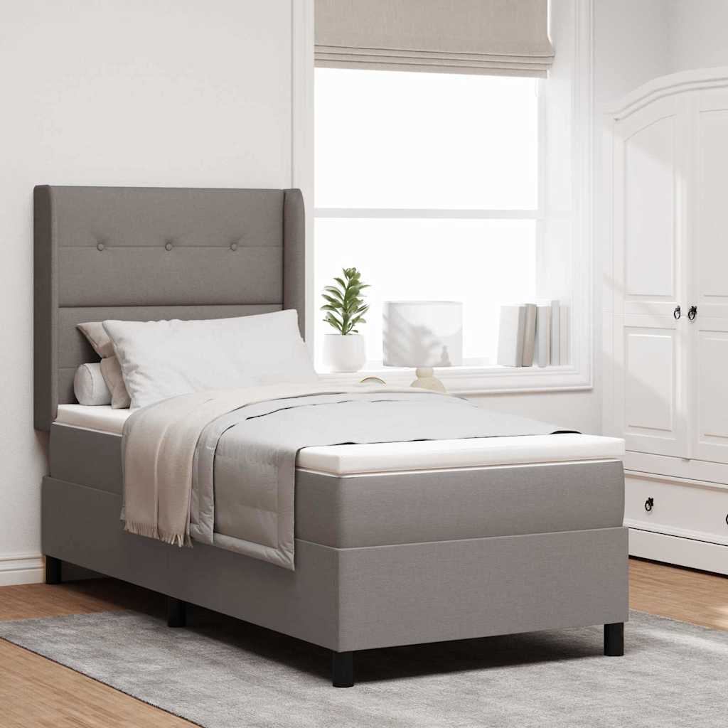vidaXL Cama Box Spring LED con cabecera Taupé 90 x 190 cm tela