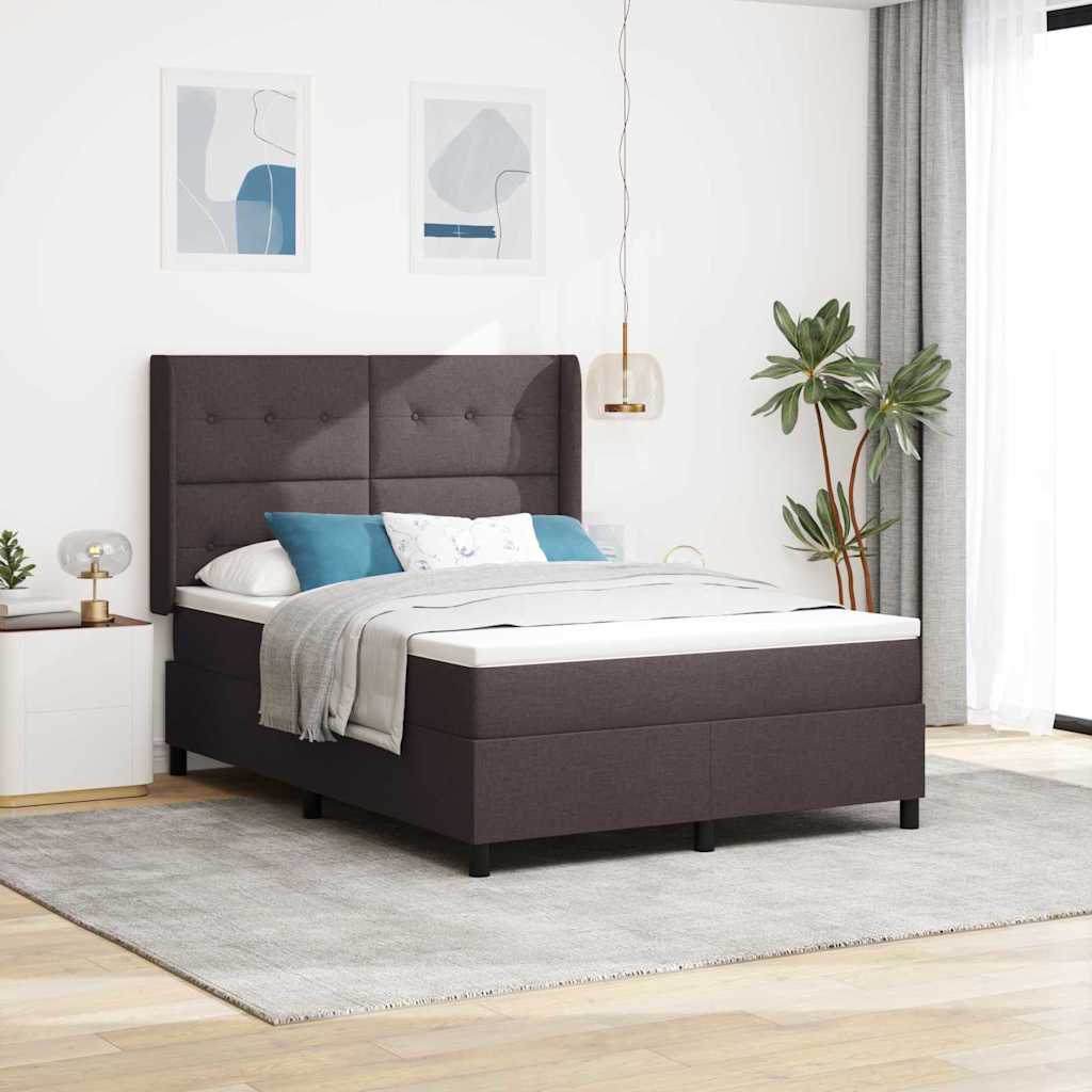 vidaXL Cama Box Spring LED Marrón Oscuro 160 x 200 cm tela