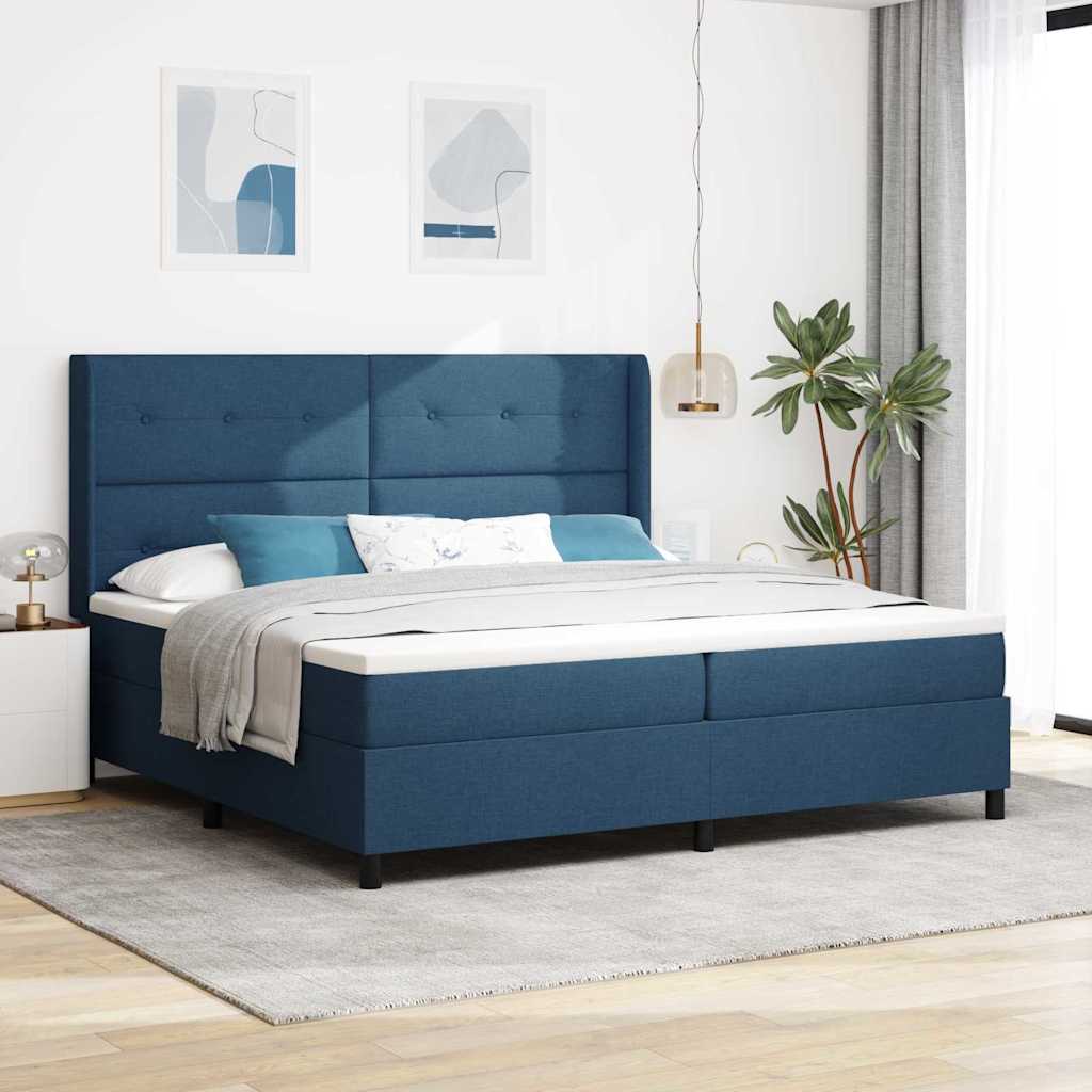 vidaXL Cama Box Spring LED con cabecera Azul 200 x 200 cm tela