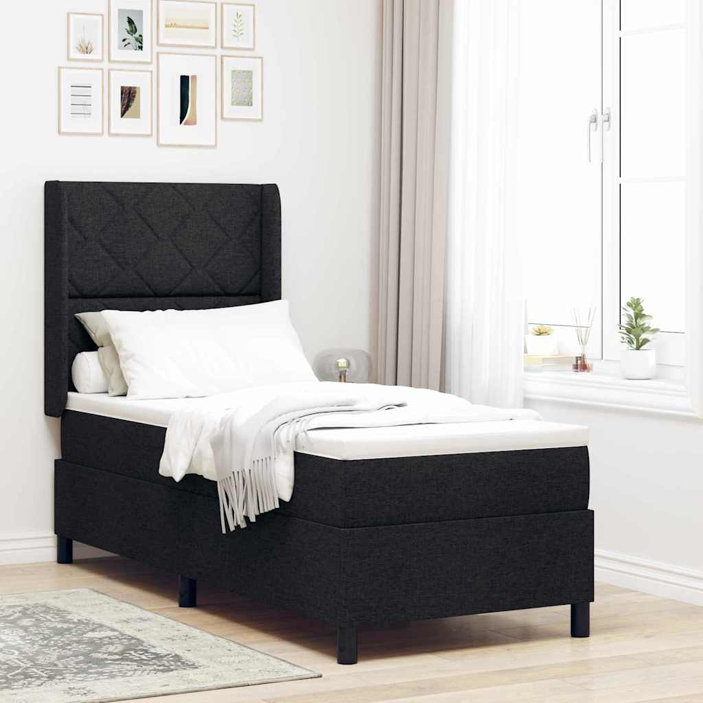 vidaXL Cama Box Spring LED con cabecera Negro 80 x 200 cm tela