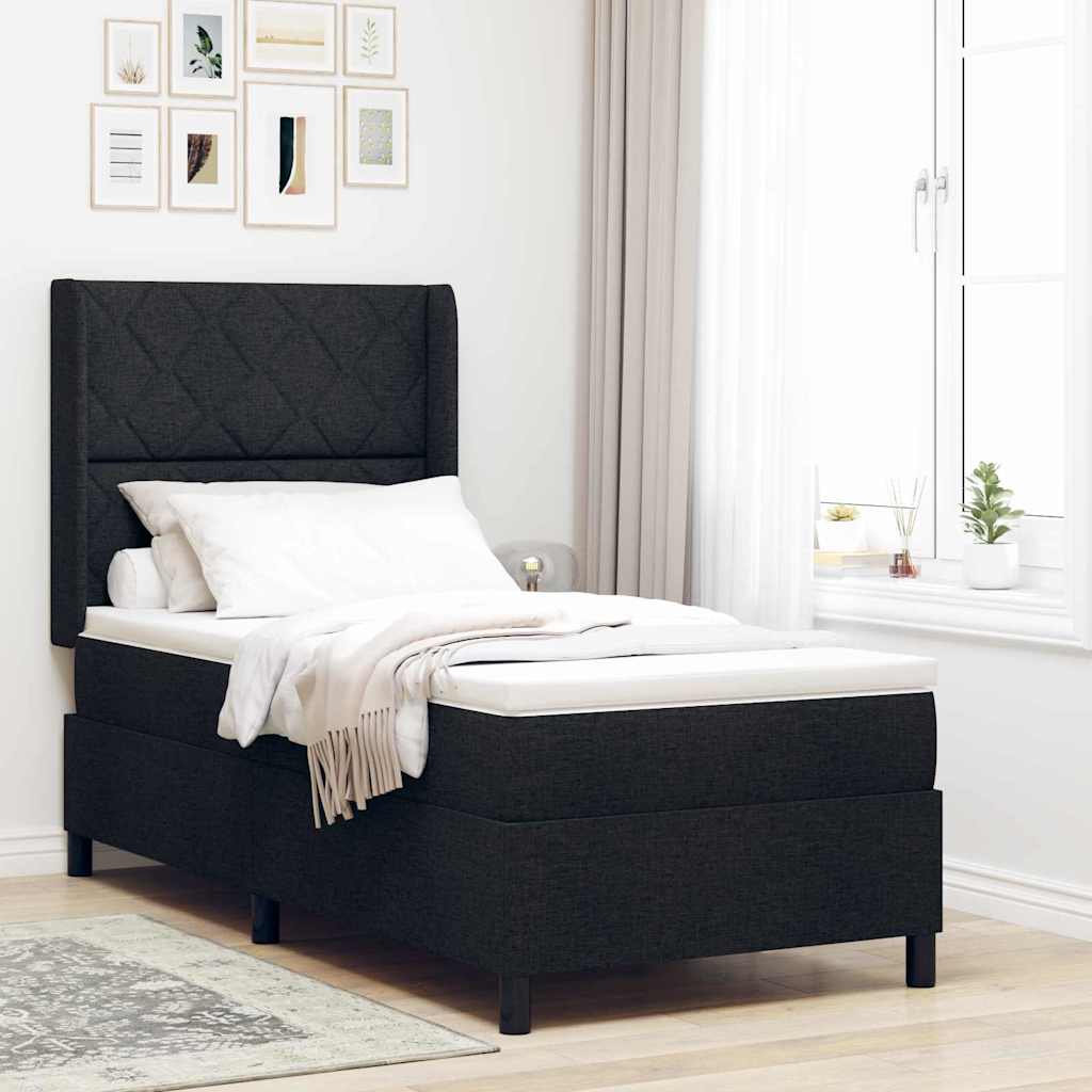 vidaXL Cama Box Spring LED con cabecera Negro 100 x 200 cm tela