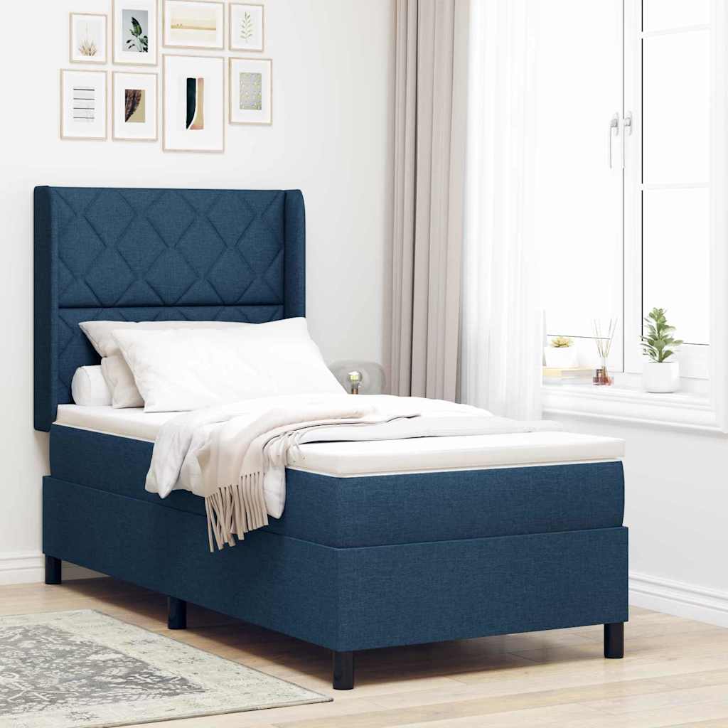 vidaXL Cama Box Spring LED con cabecera Azul 100 x 200 cm tela