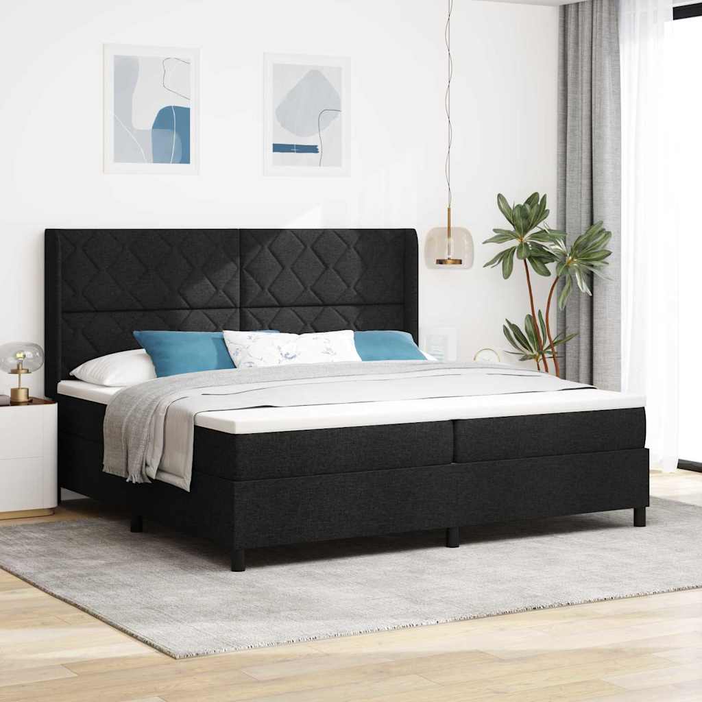 vidaXL Cama Box Spring LED con cabecera Negro 200 x 200 cm tela