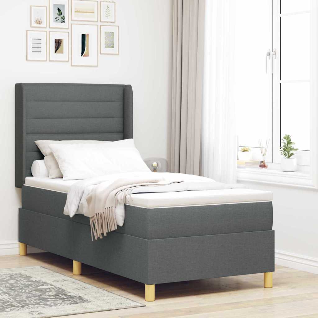 vidaXL Cama tipo Box Spring con cojín Gris 90 x 200 cm tela