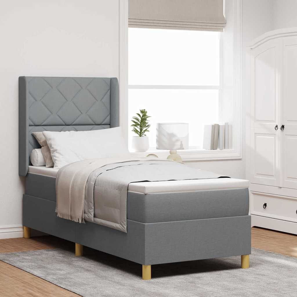 vidaXL Cama tipo Box Spring con tiras LED Gris Claro 80 x 200 cm tela