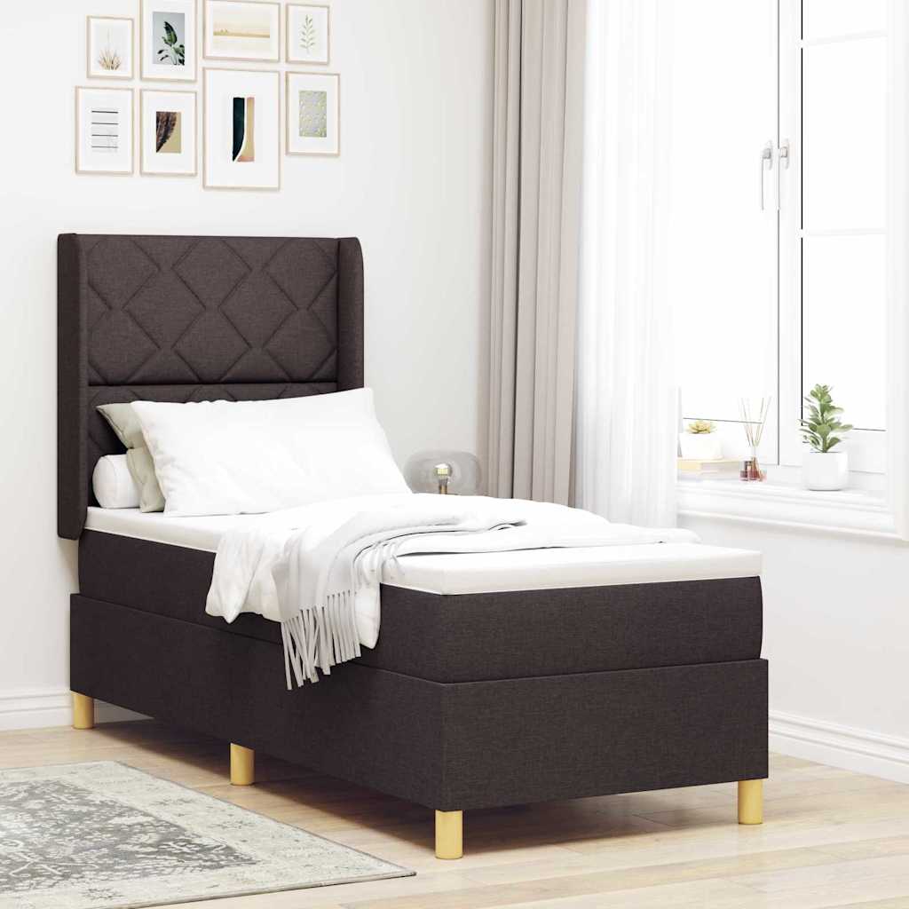 vidaXL Cama tipo Box Spring con tiras LED Marrón 80 x 200 cm tela