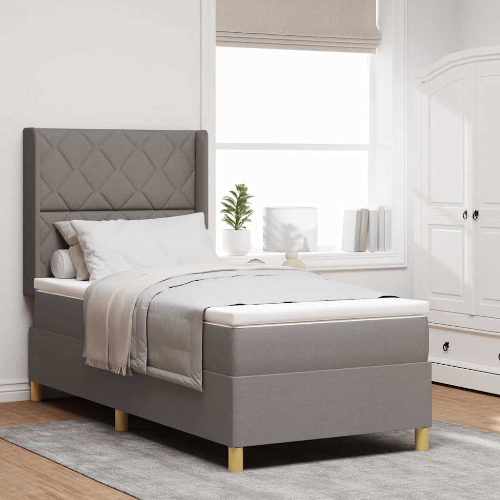 vidaXL Cama tipo Box Spring con tiras LED Taupé 100 x 200 cm tela