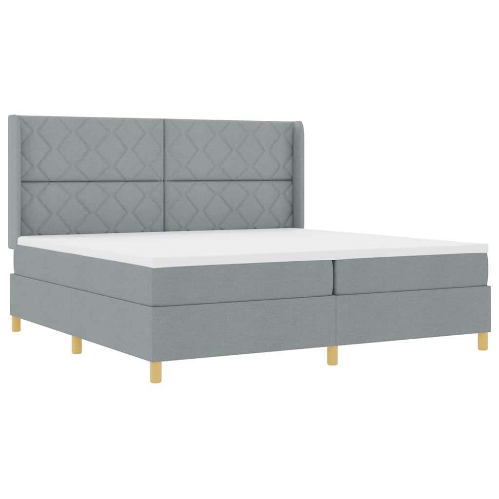 vidaXL Cama tipo Box Spring con tiras LED Gris Claro 200 x 200 cm tela (2)