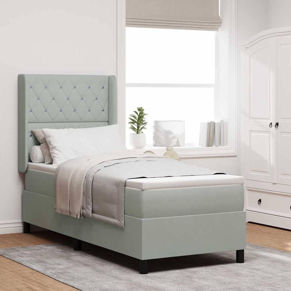 vidaXL Cama tipo Box Spring con LED Gris Claro 80 x 200 cm Terciopelo