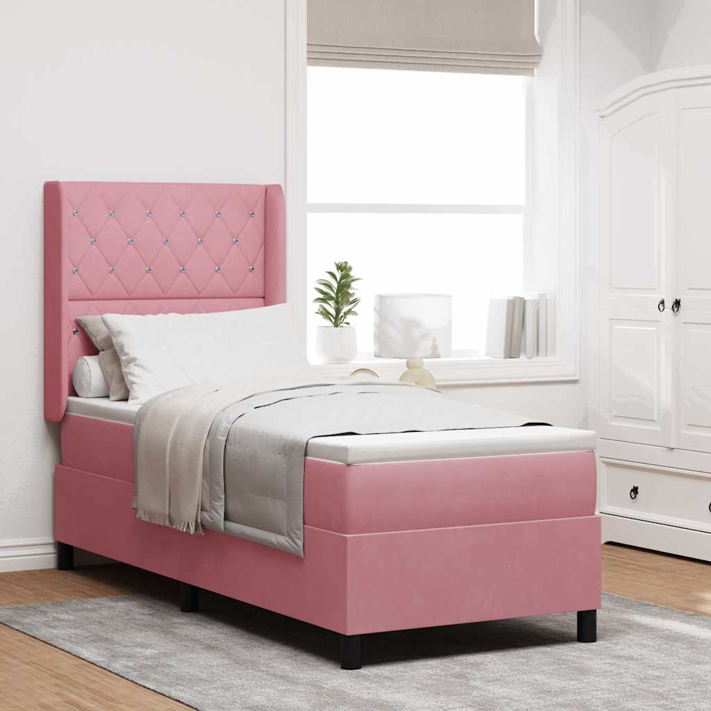 vidaXL Cama tipo Box Spring con colchón Rosa 80 x 200 cm Terciopelo