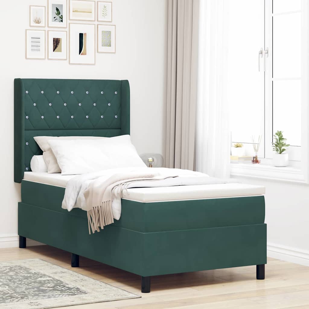 vidaXL Cama tipo Box Spring Verde oscuro 100 x 200 cm Terciopelo