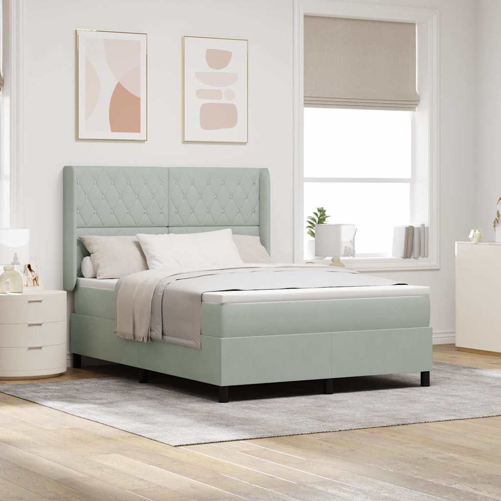 vidaXL Cama tipo Box Spring Gris Claro 140 x 190 cm Terciopelo