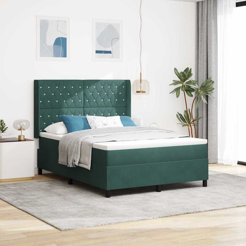 vidaXL Cama tipo Box Spring con cabecera Verde 140 x 190 cm Terciopelo