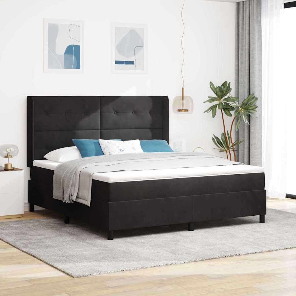 vidaXL Cama tipo Box Spring con cabecera Negro 180 x 200 cm Terciopelo