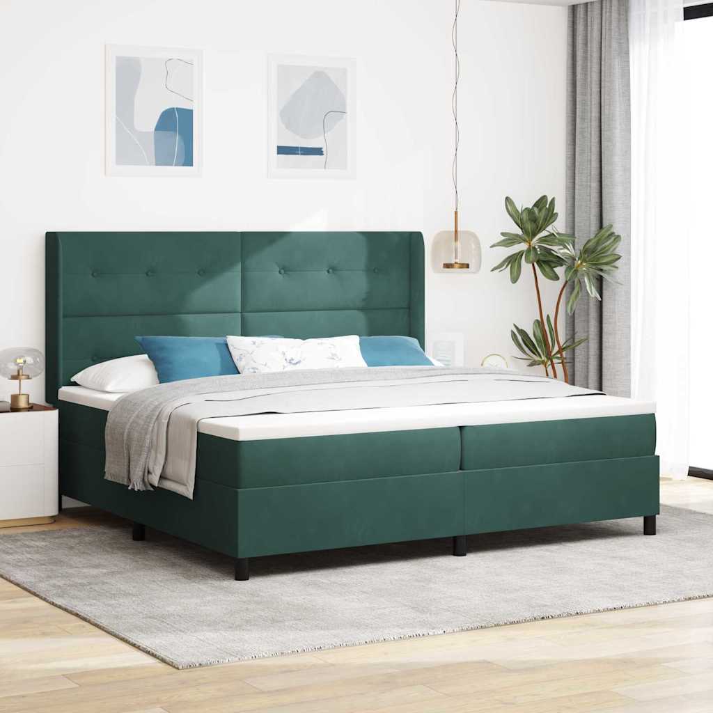 vidaXL Cama tipo Box Spring Verde oscuro 200 x 200 cm Terciopelo