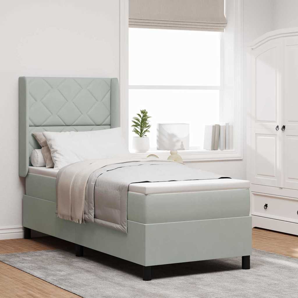 vidaXL Cama tipo Box Spring Gris Claro 80 x 200 cm Terciopelo