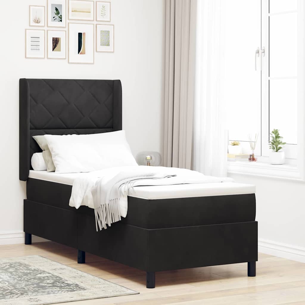 vidaXL Cama tipo Box Spring con tiras LED Negro 80 x 200 cm Terciopelo