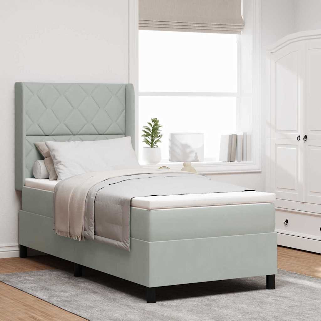 vidaXL Cama tipo Box Spring Gris Claro 90 x 200 cm Terciopelo