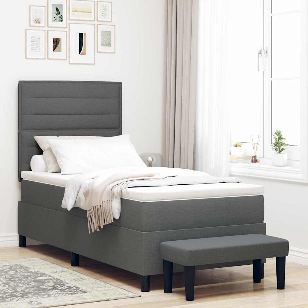 vidaXL Cama tipo Box Spring con cojín Gris oscuro 80 x 200 cm tela