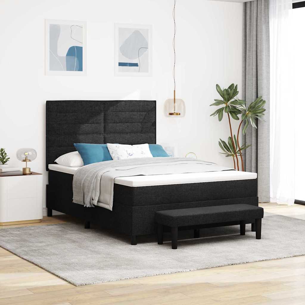 vidaXL Cama tipo Box Spring con cabecera Negro 160 x 200 cm tela