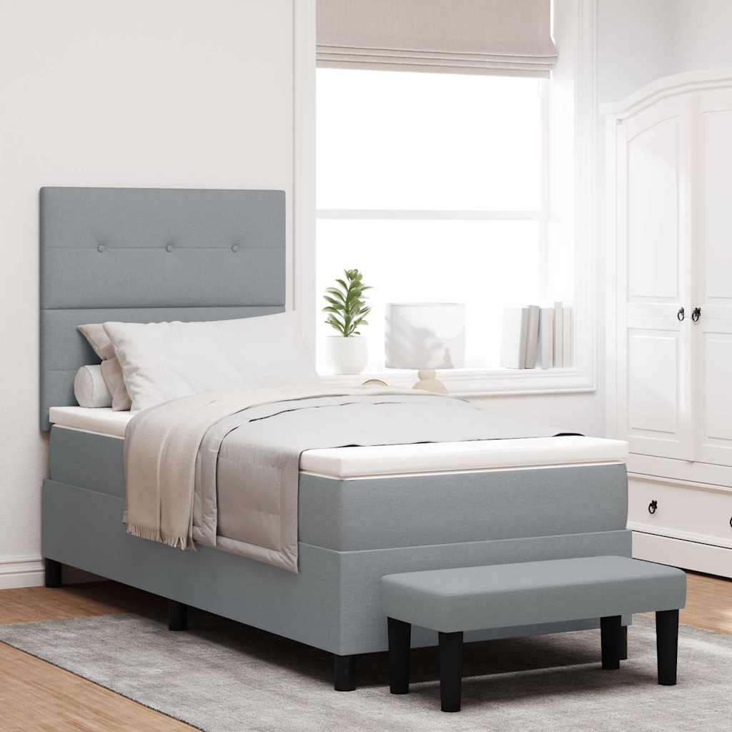 vidaXL Cama tipo Box Spring con cabecera Gris Claro 100 x 200 cm tela