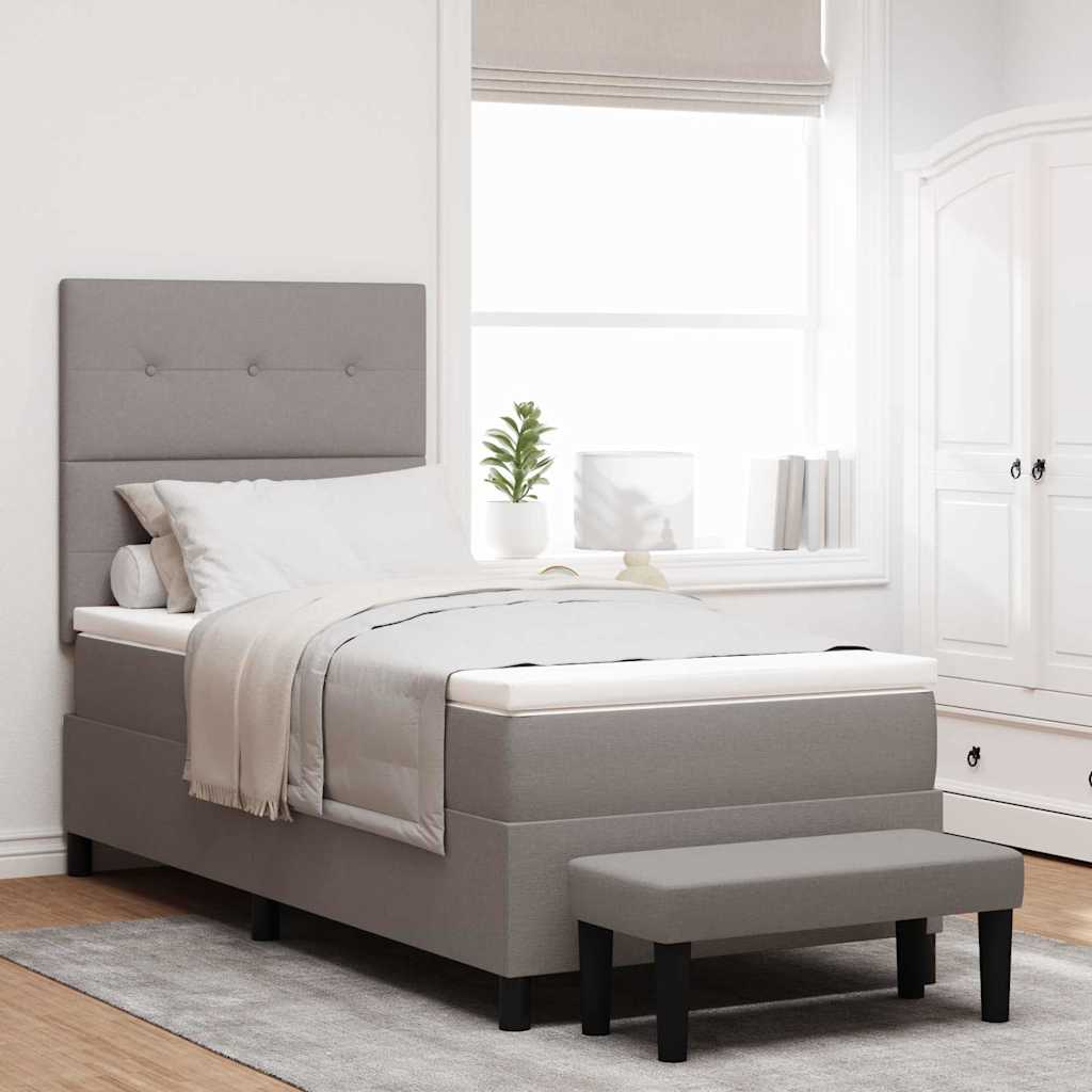 vidaXL Cama tipo Box Spring con cabecera Taupé 100 x 200 cm tela