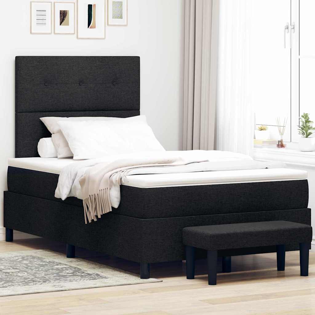 vidaXL Cama tipo Box Spring con cojín Negro 120 x 200 cm tela
