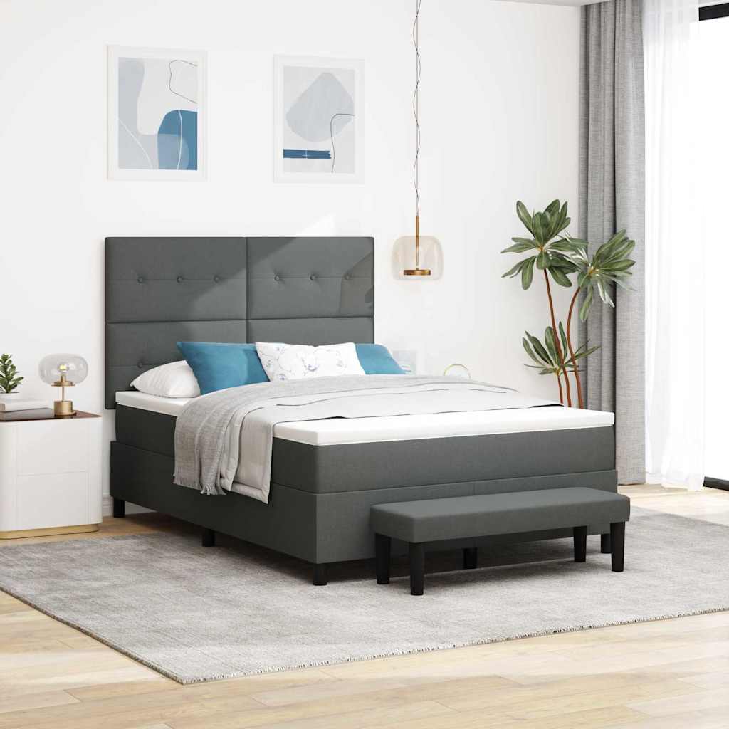 vidaXL Cama tipo Box Spring con cojín Gris oscuro 160 x 200 cm tela