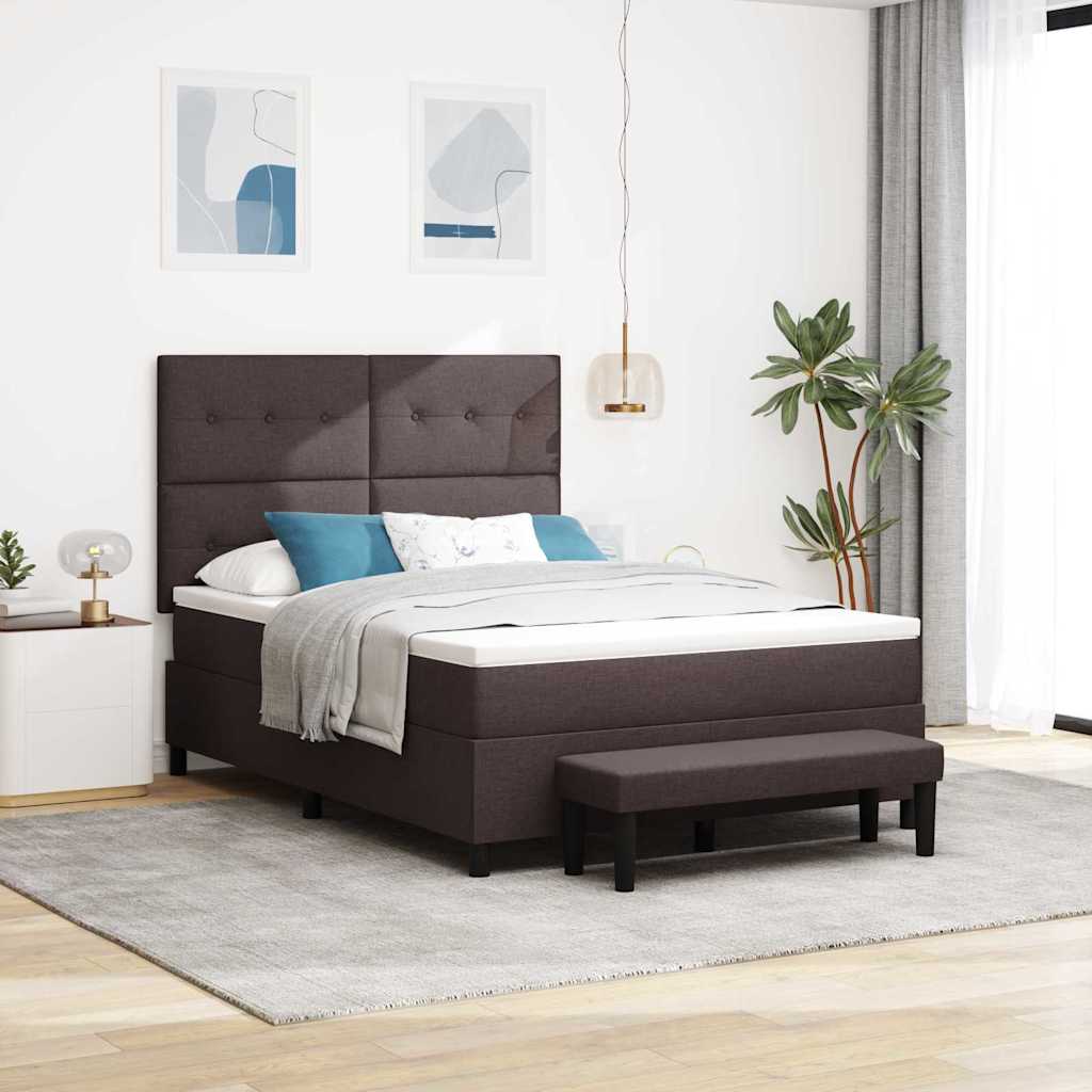 vidaXL Cama tipo Box Spring Marrón Oscuro 160 x 200 cm tela