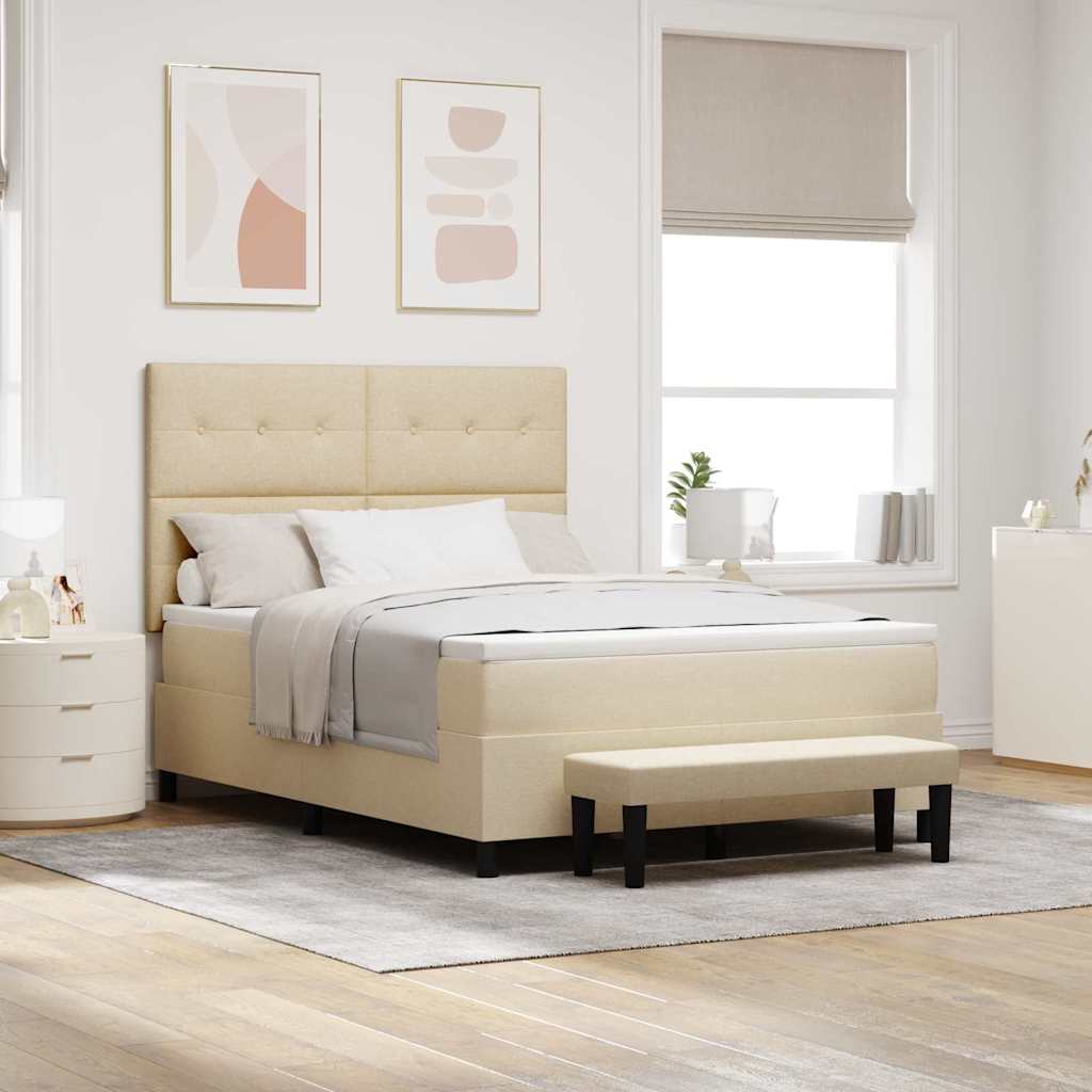 vidaXL Cama tipo Box Spring con cabecera Crema 160 x 200 cm tela