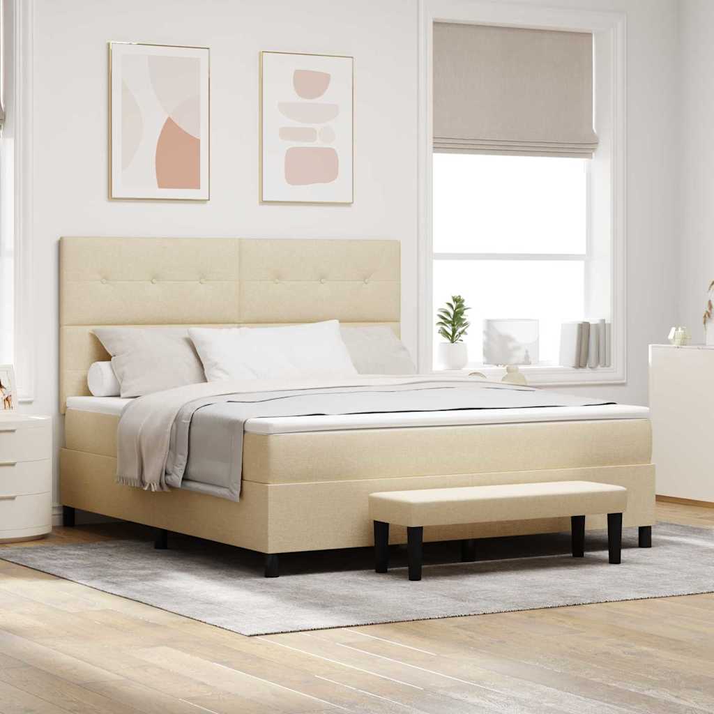 vidaXL Cama tipo Box Spring con cabecera Crema 180 x 200 cm tela