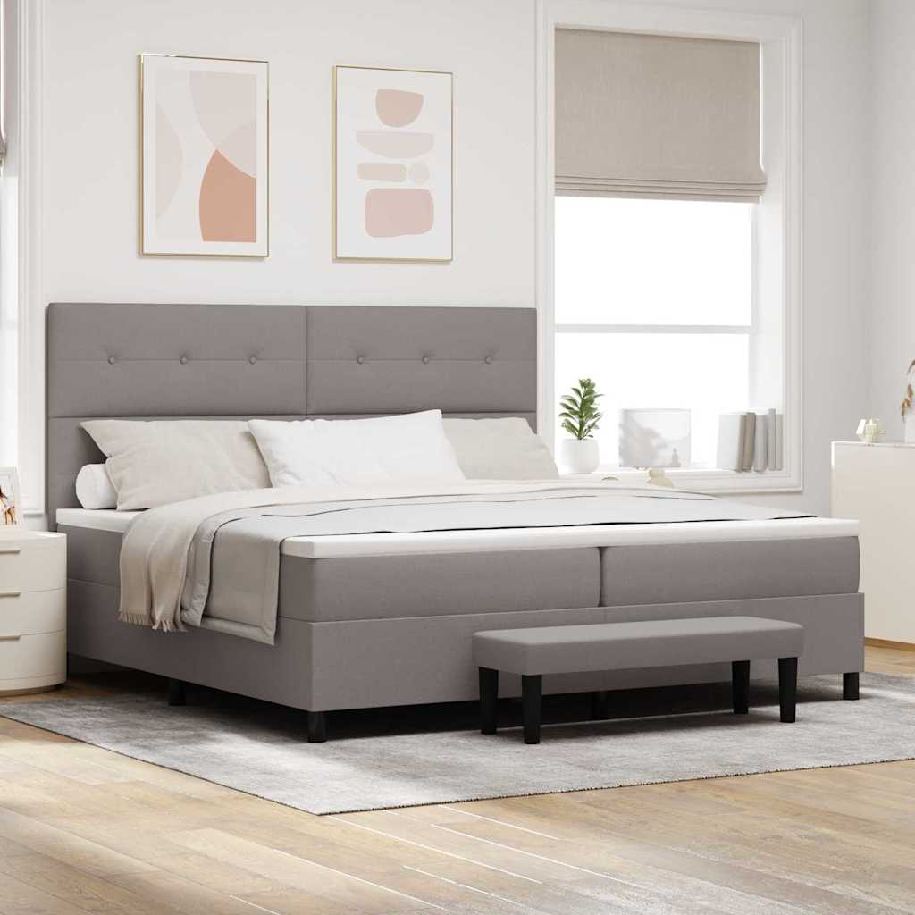 vidaXL Cama tipo Box Spring con cabecera Taupé 200 x 200 cm tela