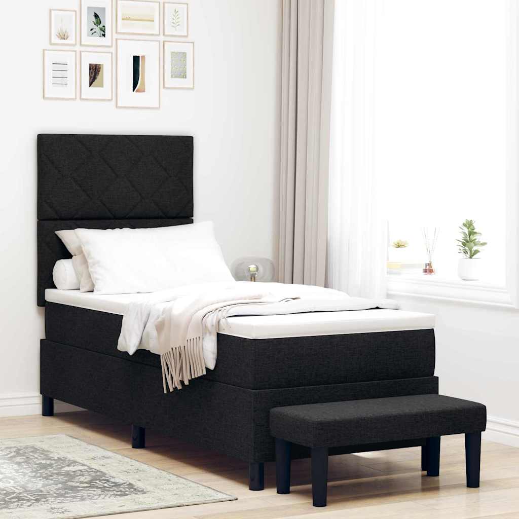 vidaXL Cama tipo Box Spring con cabecera Negro 80 x 200 cm tela