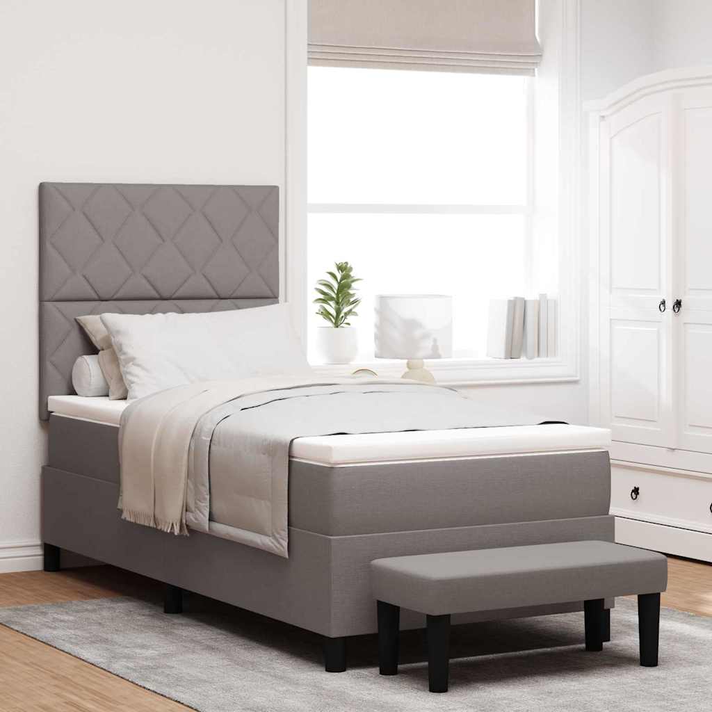 vidaXL Cama tipo Box Spring con cabecera Taupé 100 x 200 cm tela