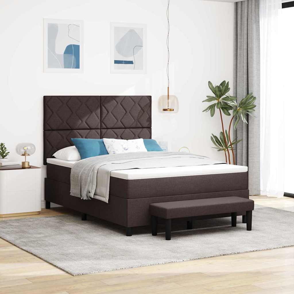 vidaXL Cama tipo Box Spring Marrón Oscuro 140 x 200 cm tela