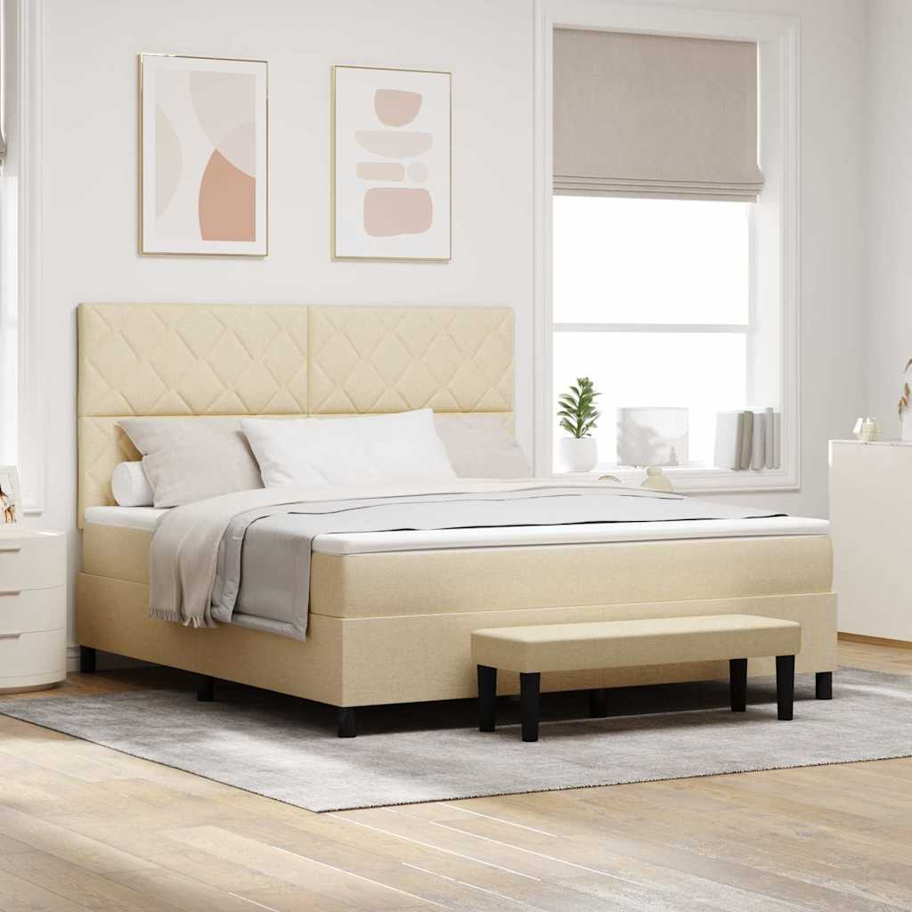 vidaXL Cama tipo Box Spring con cabecera Crema 180 x 200 cm tela