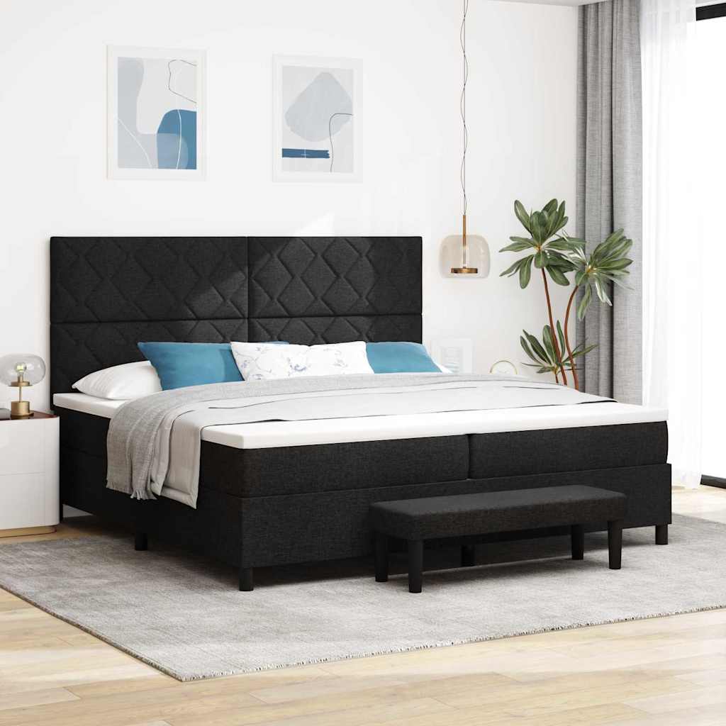 vidaXL Cama tipo Box Spring con cabecera Negro 200 x 200 cm tela