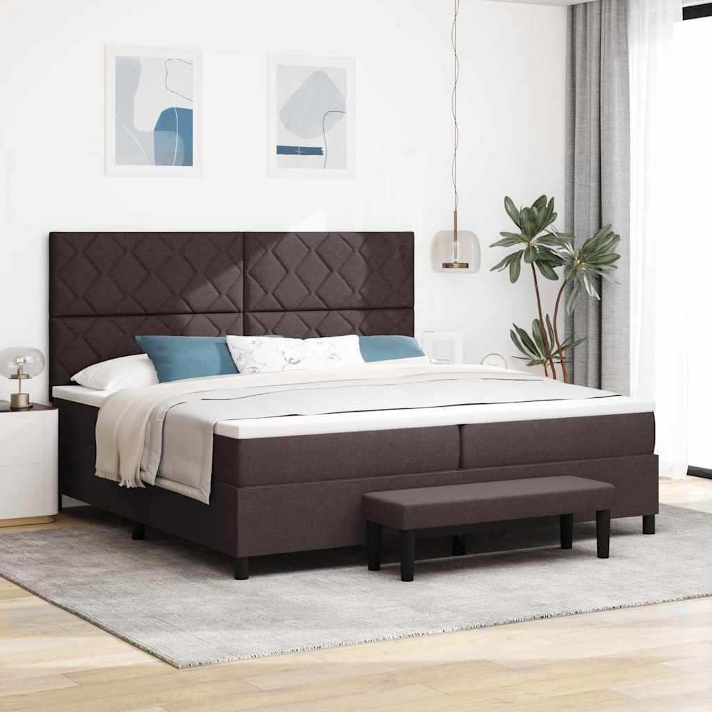 vidaXL Cama tipo Box Spring Marrón Oscuro 200 x 200 cm tela
